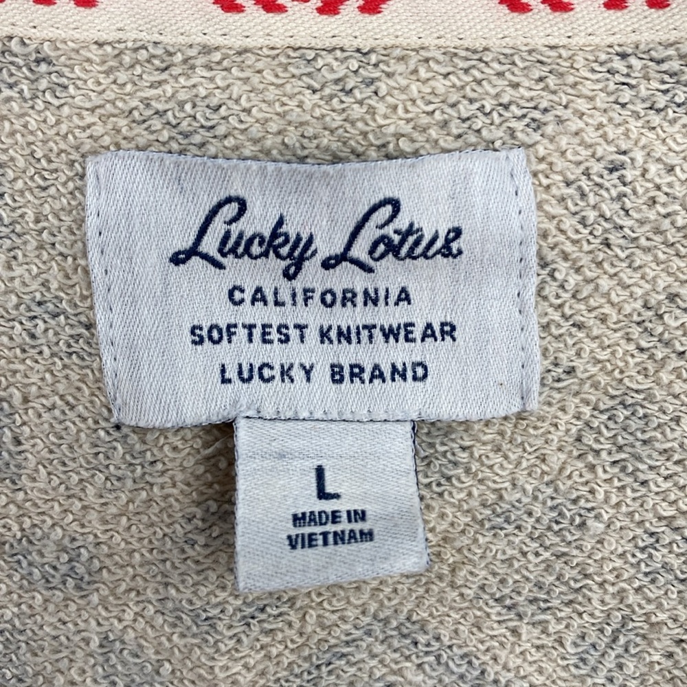 Lucky Lotus by Lucky Brand Open Front Cardigan Womens Sz Large Cream Blue Aztec - Picture 5 of 14
